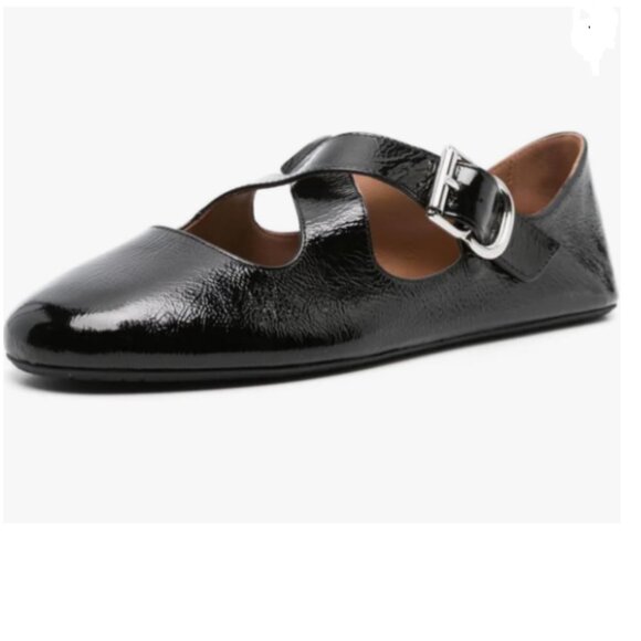 FOWT Shoes - FOWT Black Crisscross Strap Buckle Closed Round Toe Ballet Flats Stylish Shoes